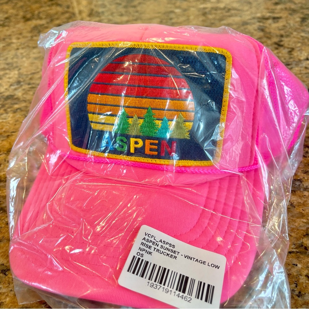 NWT Aviator Nation Pink Trucker Hat Aspen Sunset Rainbow embroidered patch - Picture 9 of 14